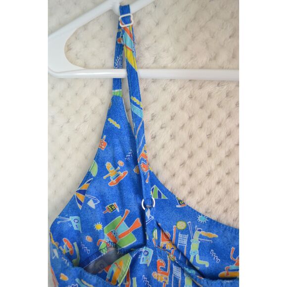 Big Hed Designs Women's Medium Blue Spaghetti Strap Knee Length Dress - Picture 10 of 12